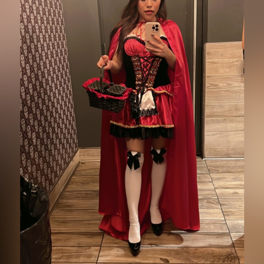 Spirit Red and Black Women's Dress with Cape
